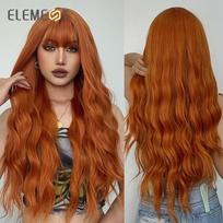 EASIHAIR  Long Body Wavy Synthetic Wig with Bangs Orange Wigs for Women Daily Party Cosplay Lolita Heat Resistant Hair Headband gray
