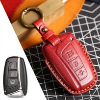 HALLMO tikros odos automobilio raktų dėklas, skirtas Hyundai 3 buttons raudona