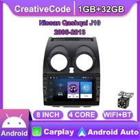 8 colių Android automobilio radijo daugialypės terpės vaizdo grotuvas skirtas Nissan Qashqai J10 2006-2013 su mygtuko rankenėle Carplay WiFi BT 2 Din 2+32GB 1+32GB gray