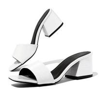 Moteriškos šlepetės Žuvies burnos mada Vienspalviai atviri Viskozės Batai Užsegami paprasti aukštakulniai sandalai Zapatilla Mujer 42