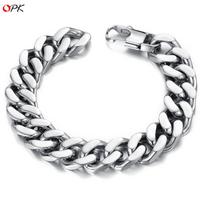 OPK Fashion Men's Titanium Steel Chain Bracelet 10mm sidabras