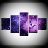 5 Pieces Nebula Abstract Landscape Pictures Canvas Paintings Wall Art Frame Modular Prints Starry Sky Poster Kids Room Decor No Frame 30x40cm*2  30x60cm*2  30x80cm*1 white