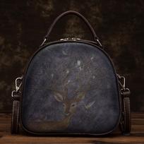 Elk Birds margintos vintažinės rankinės Natūralios odos pečių krepšiai moterims Moterų prabangaus dizaino Crossbody krepšys 22cm*10cm*21cm juoda