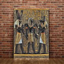 Juoda auksinė senovės Egipto meno spaudiniai 3D plakatai Faraonas ir jo mergelės drobės sienų tapyba, skirta kambario dekoratyvinėms nuotraukoms (su rėmeliu) 15*20cm(with frame)