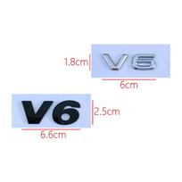 3D ABS Chromas Juodas V6 Raidės Automobilio Galinio Bagažo Skyriaus Sparno Emblema Ženklelis Lipdukas Dekalai V/W P/olo G/olf P/assat T/ouareg Aksesuarams 6X1.8MM juoda