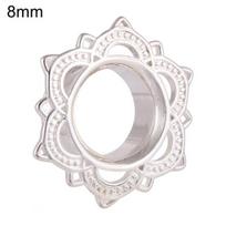 1Pc Unisex Lotus Flower Ear Plug Double Flare Gauge Expander Piercing Jewelry 10mm sidabras