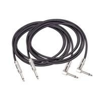 2 vnt. 3,0 metrų 9,8 pėdos gitaros kabelis stačiu kampu 1/4 colio TS mono dvigubai ekranuotas 22AWG be deguonies juoda