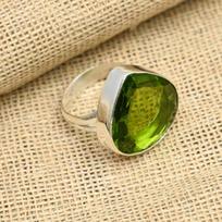 Peridot Gemstone Handmade 925 Solid Sterling Silver Jewelry Ring For Women 12 žalia