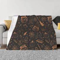 Helovino raštas moliūgų raganos šluotos kepurės antklodės aksomu margintos kvėpuojančios minkštos antklodės sofos kelioniniam kilimėliui 75x100cm 30x40inch white