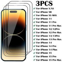 3Pcs Protective glass For iPhone 14 13 12 11 Pro Max X XS XR 13 Mini screen protector For iphone 15 Pro Max 14 Plus glass Film Huawei P Smart 2019 gryna