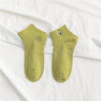Women Solid Avocado Embroidery Socks Casual Joker Cotton Short Socks For Ladies Concise College Style Breathable Sox Trendy 1