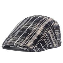 Beret Cap Men Women Retro Plaid Ivy Newsboy Flat Cap Adjustable Artist Painter Beret Hat Male Female Autumn Winter Berets juoda