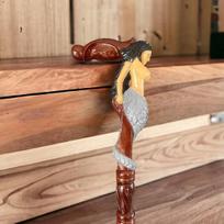 Mermaid Designer Wooden Hand Covered Grip Handle Canes Walking Sticks - Best Gift for Men and Women brown