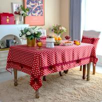 Chinese Style Red Dot Vintage Rectangular Tablecloths Coffee Dining Table Cover Christmas Party Wedding Decoration Bow Flower 85x85cm-Square raudona