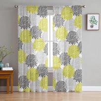 Spalvingų Gėlių Vektoriaus Permatomos Užuolaidos Svetainei Tiulio Užuolaida Miegamajam Virtuvės Langui Voile Užuolaidos 135W x 114H(cm) white
