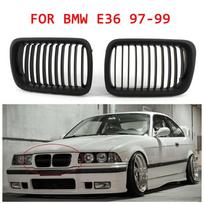 Glossy Black Front Grille Grill Headlight Eyelids for E36 97-99