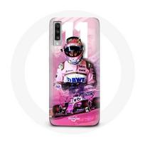 Coque pour Samsung Galaxy A70 Formule 1 Sergio Pérez Pilote de F1 Rose rožinė