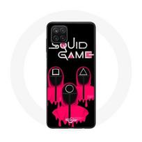 Coque Samsung Galaxy A12 Squid Game Masques carré Triangle et Cercle