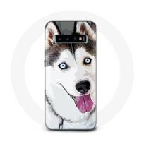 Coque pour Samsung Galaxy S10 Edge Husky Blanc de Sibérie Yeux Bleus