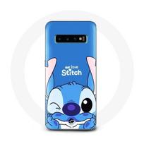 Coque pour Samsung Galaxy s10 edge Stitch mignon fond bleu