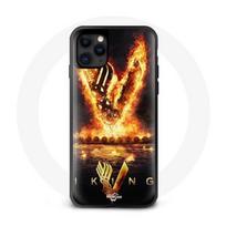 Coque pour Iphone 11 Vikings Série Saison 6 logo V Epée de Feu Fond Noir juoda