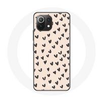 Coque pour Xiaomi Mi 11 Lite Fond de texture abstraite coeurs noirs juoda