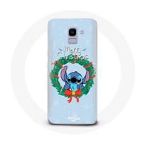 Coque pour Samsung Galaxy A8 2018 Stitch neige joyeux Noël bleu