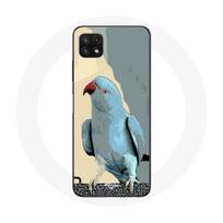 Coque pour Samsung Galaxy A22 5G Perruches perroquets Bleu mėlyna