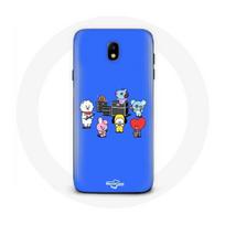 Coque pour Samsung Galaxy J3 2017 BTS BT21 Tata Chimmy Cooky Rj Koya Shooky Et Mang Jouent De la musique Fond Bleu