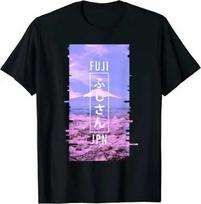 Mt Fuji Japan Glitch Art Japanese Otaku Vaporwave Tee Unisex T-Shirt S blue