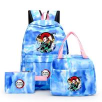 3Pcs/set Backpacks Anime Demon Slayer Backpack Back To School Backpack Child Boy Girl Kawaii Lunch Bag Pencil Case Student Bags