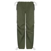 WTEMPO Women Casual Baggy Wide Leg Sweatpants Vintage Solid Drawstring Trousers Y2K Loose Streetwear Joggers Cargo Pants S žalia