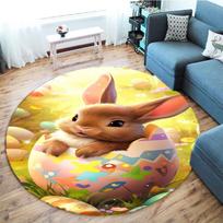 Velykų zuikutis Apvalus kilimėlis Minkštas sutirštintas virtuvės grindų kilimėlis Vandeniui atsparus neslystantis aliejui atsparus grindų kilimėlis takelis kilimas 60X60cm yellow