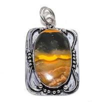 Natural Bumblebee Jasper Gemstone 925 Sterling Silver Pendant 2.36  B4d04 black