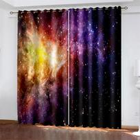 Cheap Blue Cosmic Planet Starry Milky Way Sky Space Children Shading 2 Panels Curtain For Bedroom Living Room Home Hook Decor W50xH130(CM)x2PCS-Rod pocket