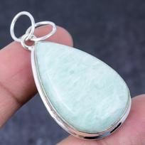 Natural Amazonite Gemstone Handmade 925 Sterling Silver Gift Pendant 2.05  K5d60