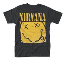 Nirvana „Box Smiley Face“ unisex marškinėliai S yellow