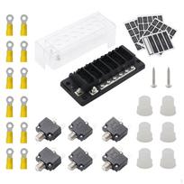 Circuit Breaker Panel Car Protector 12V-32V Waterproof Inline Fuse Block Holder Box black