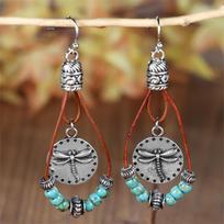 1 Pair Vintage Silvery Color Dragonfly Drop Earrings Boho Earrings Diy Jewelry Valentine's Day Gifts sidabras
