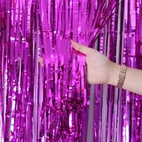 2Pcs Foil Fringe Curtains Curtain Backdrop Party Decorations Photo Background for rožinė raudona spalva