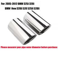 1 pora nerūdijančio plieno išmetimo duslintuvo galinio vamzdžio antgalių pora, suderinama su 2005-2012 m. BMW 325i 328i ir nauju 320li 520 525li 528li sidabras