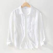Pavasario ir vasaros vyriški kostiumai ir švarkas kasdieniai laisvalaikio švarkai Medvilniniai lininiai dryžuoti laisvi paltai jaunimui Retro stiliaus vyriški drabužiai XXXXL balta