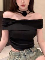2024 Summer Elegant Sweet Blouse Office Lady Casual Short Sleeve Shirt Women Evening Party Slim Y2k Korean Fashion Crop Top New one size juoda