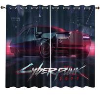 2 skydinės „Cyberpunk“ automobilių užuolaidos miegamojo svetainei nuo grindų iki lubų lango virtuvės žaliuzės Užuolaidų dydį galima pritaikyti Small(W50H50cm)-2&Rod Pocket