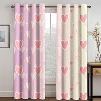 3D Modern Valentine's Day Romantic Love Pattern Shading Curtains 2 Sets of Living Room Bedroom Decoration 100W130H(CM)40x51in&Grommet Top pink