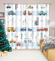 Cartoon Tractor Truck Excavator Bulldozer Child Curtains Blinds for Boys Room Kitchen Windows Long Cortinas Ready-made Treatment 100W160H(CM)40x63in&Hook