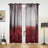 Rudens miško klevo lapai Raudoni langai Užuolaidos Svetainė Miegamojo Virtuvės Užuolaidos Vaikams Užuolaidos 135W x 60H(cm) beige