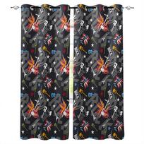 Eiffel Tower Guitar And Cat Home Decor Window Curtains Bedroom Kitchen Curtain Panel Curtains for Living Room 135W x 60H(cm) black