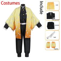 Ysir Anime Demonų medžiotojas Agatsuma Zenitsu Cosplay kostiumas Moterims Kimono Uniforma Helovinas Kalėdos 140 geltona