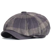 Autumn Winter Plaid Thick Newsboy Hat Corduroy Beret Men Women England Gatsby Retro Hat Driver Flat Cap 55-58 cm